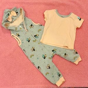 Disney baby Minnie mouse zipper romper with tshirt 18m months